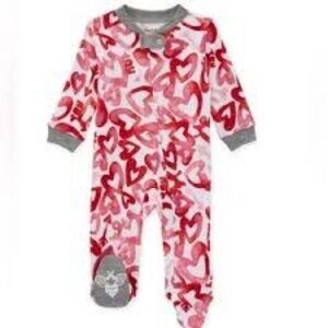 Burt's Bees Baby | Heart Print Organic Cotton Footed Sleep & Play PJs Pajamas